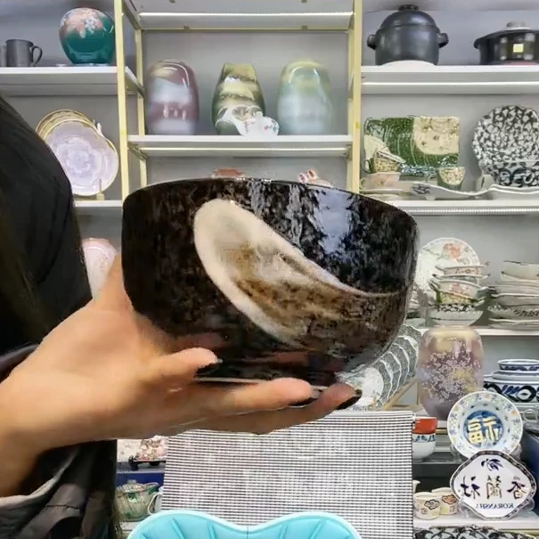 【单支】日本进口美浓烧市原粗陶小丼碗13cm-明世荒毛刷