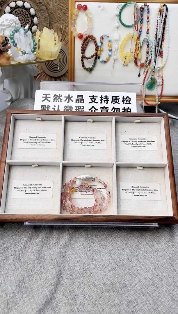 足银镶嵌手串水晶?**仪兔毛三圈