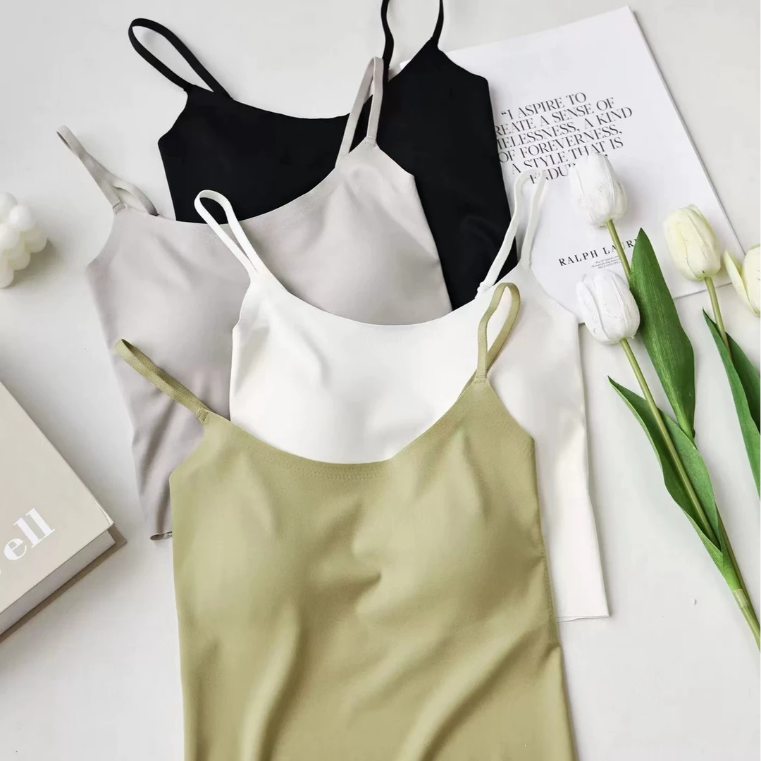 EAZMOL夏季内搭吊带背心女带胸垫聚拢文胸一体式可外穿无痕内衣