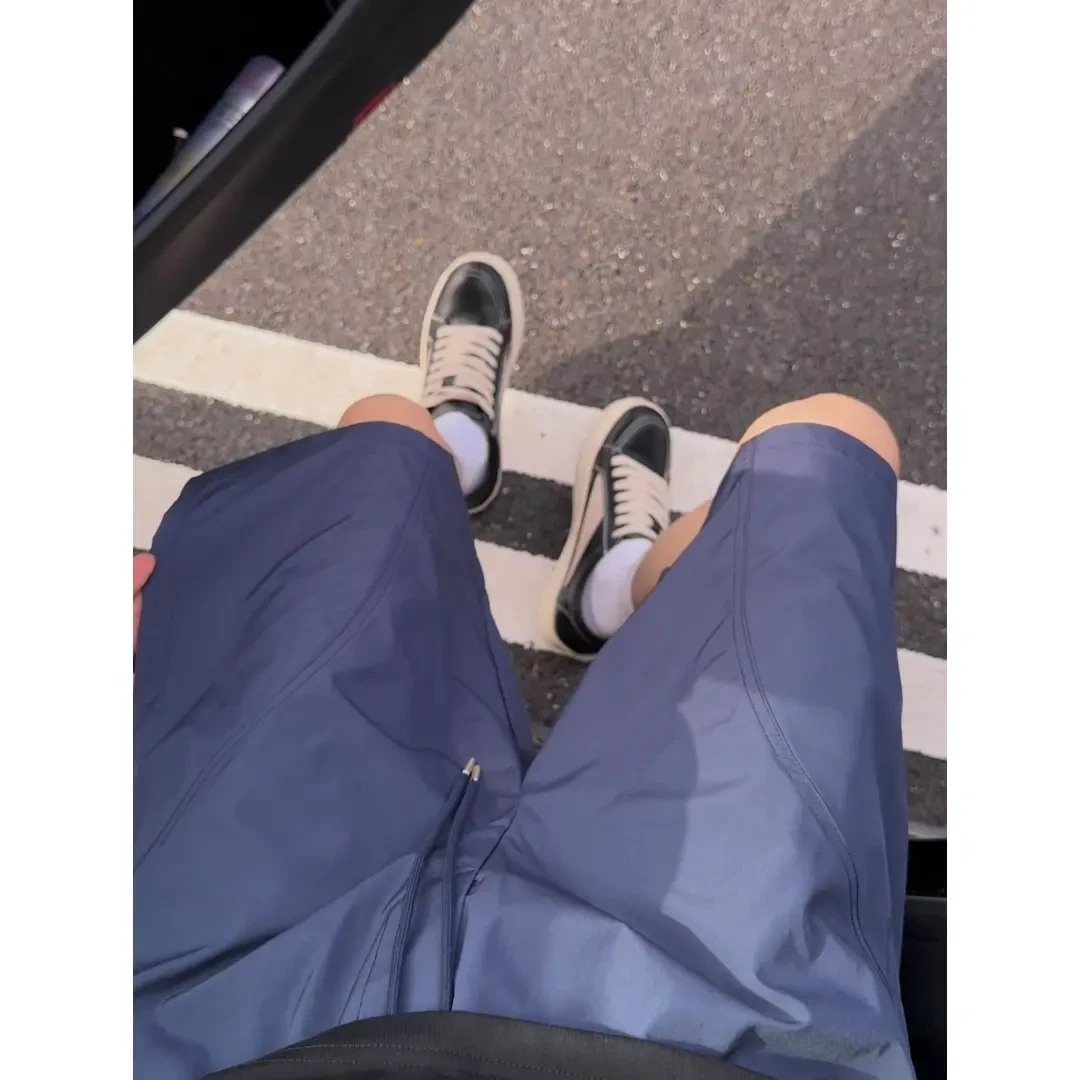 斜切冰丝速干短裤男款夏季潮牌美式机能冲锋中裤宽松大码五分裤子