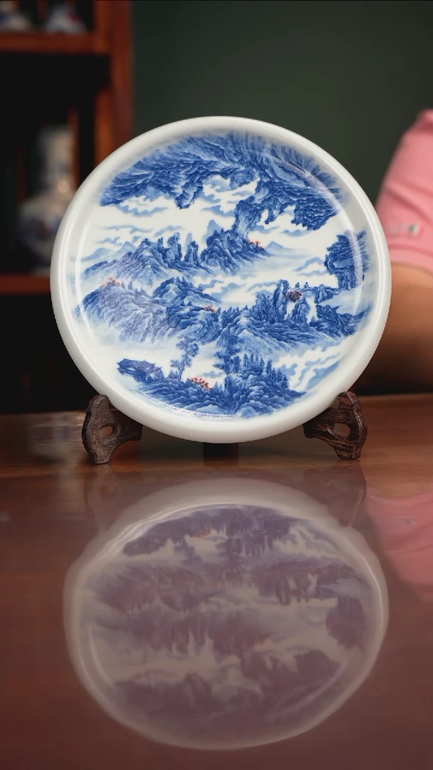 景琳藏青花闲逸山水