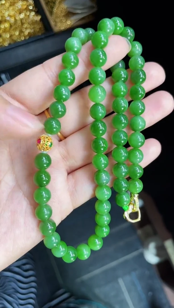 【闪购商品】和田玉项链18K金镶嵌8MM 多样性发一