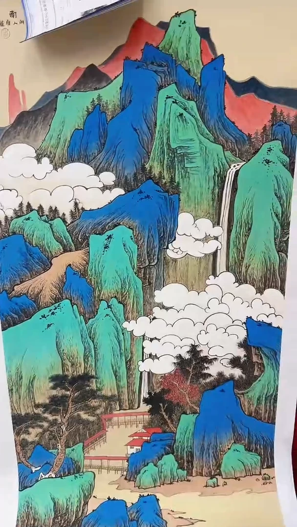 国画李自龙写意山水金袍原作