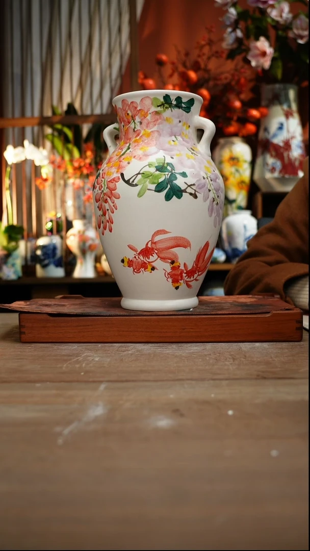 当代景德镇设计师釉下手绘陶瓷花瓶