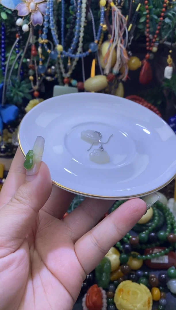 和田玉未镶嵌耳饰和田玉耳环