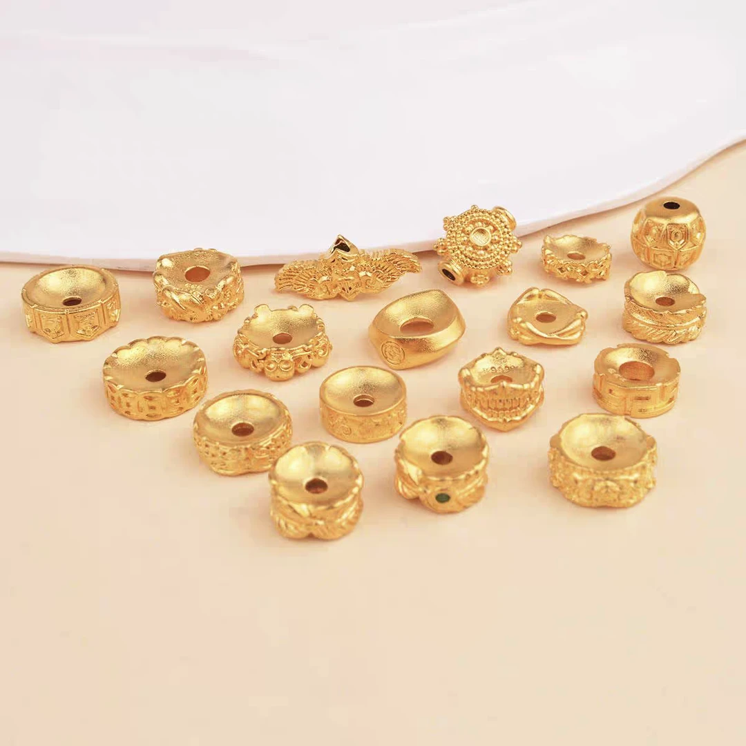 磨砂万字回纹象神羽毛凹槽隔片卡环隔珠diy手串文玩垫片配件