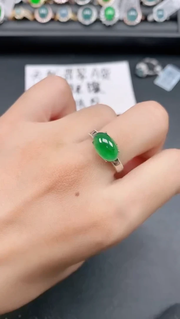 银S925镶嵌戒指翡翠1111111