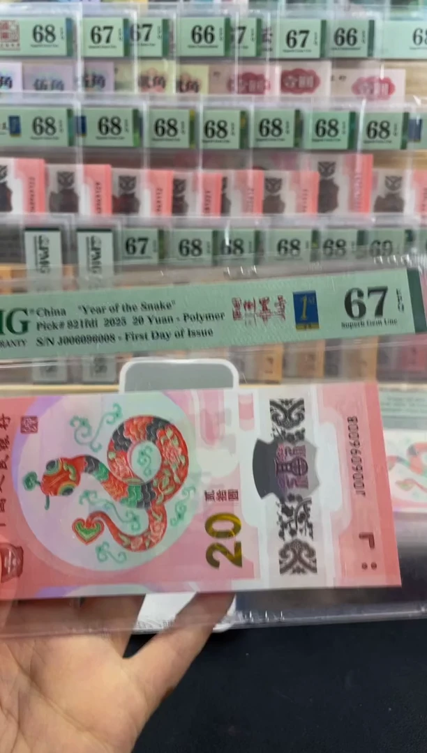 蛇钞圆圆号首日标67分尾8