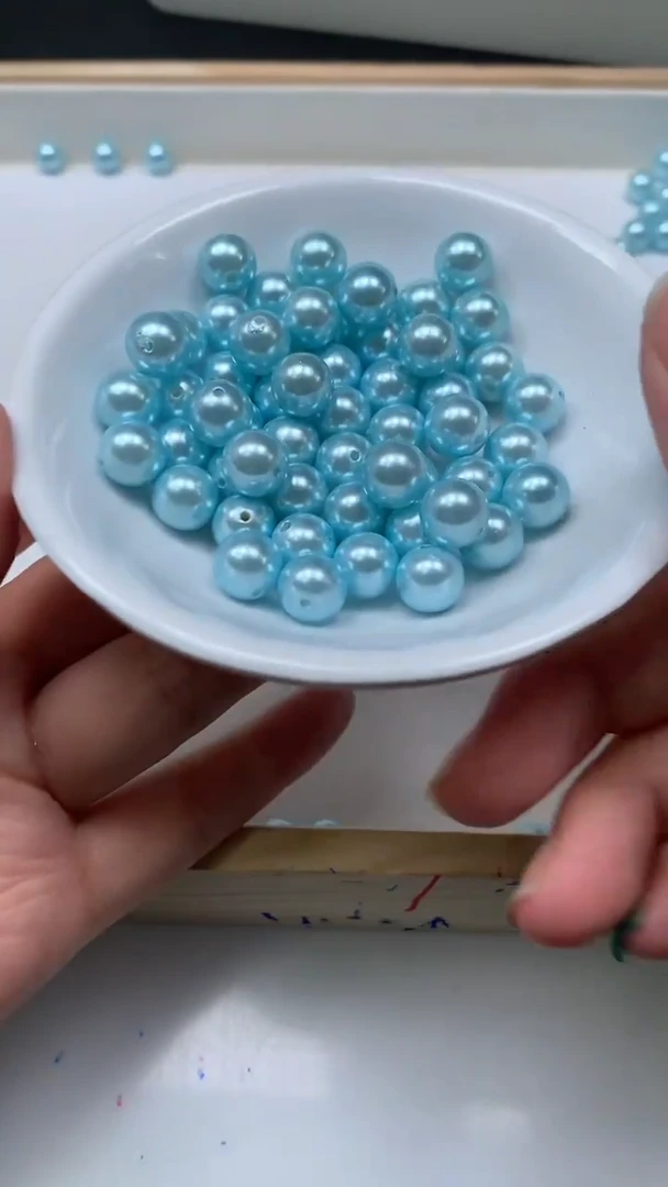 未镶嵌散珠拼合珍珠（马贝珠）M438 蓝贝珠8mm25个8.8元