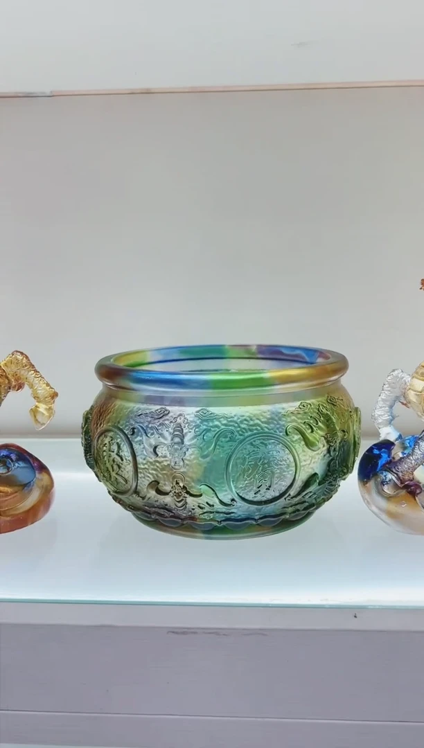 手工艺品琉璃古法琉璃中号聚宝盆