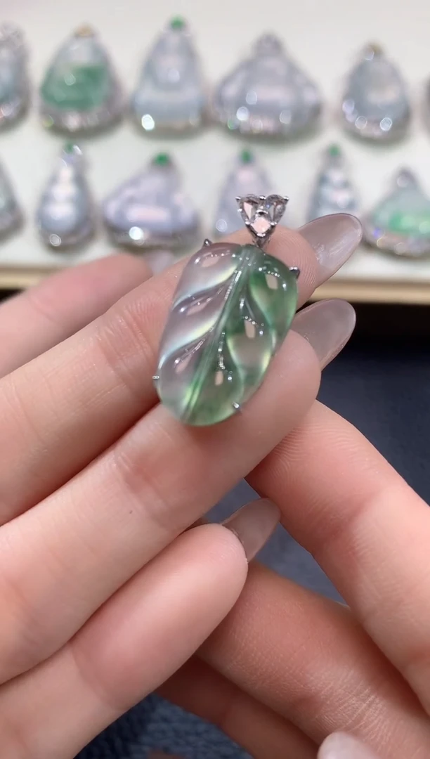 翡翠18K金镶嵌吊坠(不含链)C8翡翠多样性发货一件