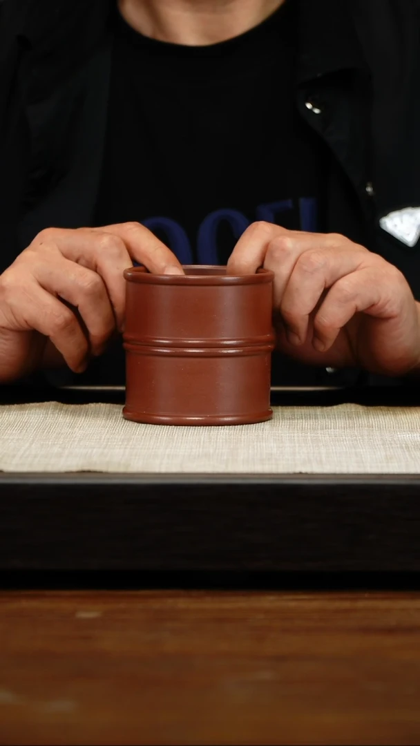 茶壶紫砂底潮青大竹节杯