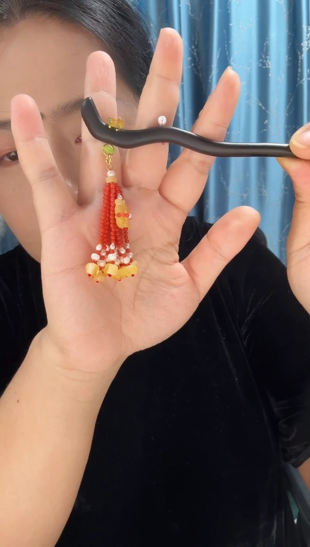 未镶嵌南红玛瑙发簪南红流苏发簪