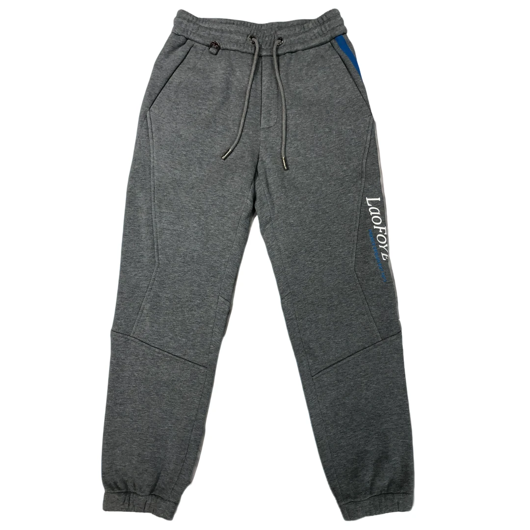 laofoye法国老佛爷轻奢欧品秋冬男装时尚抽绳精致刺绣休闲裤卫裤