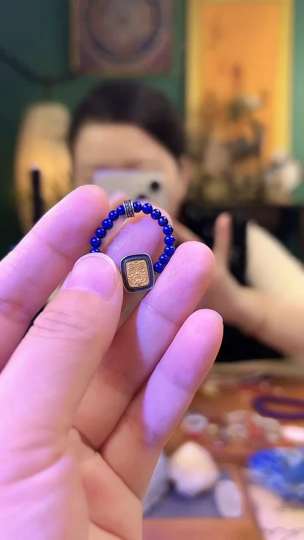 【闪购商品】青金石戒指银S925镶嵌青金石扎基拉姆戒指