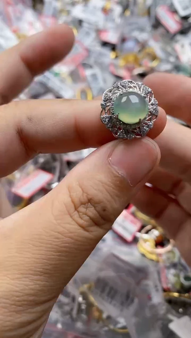 翡翠戒指银S925镶嵌9999     5