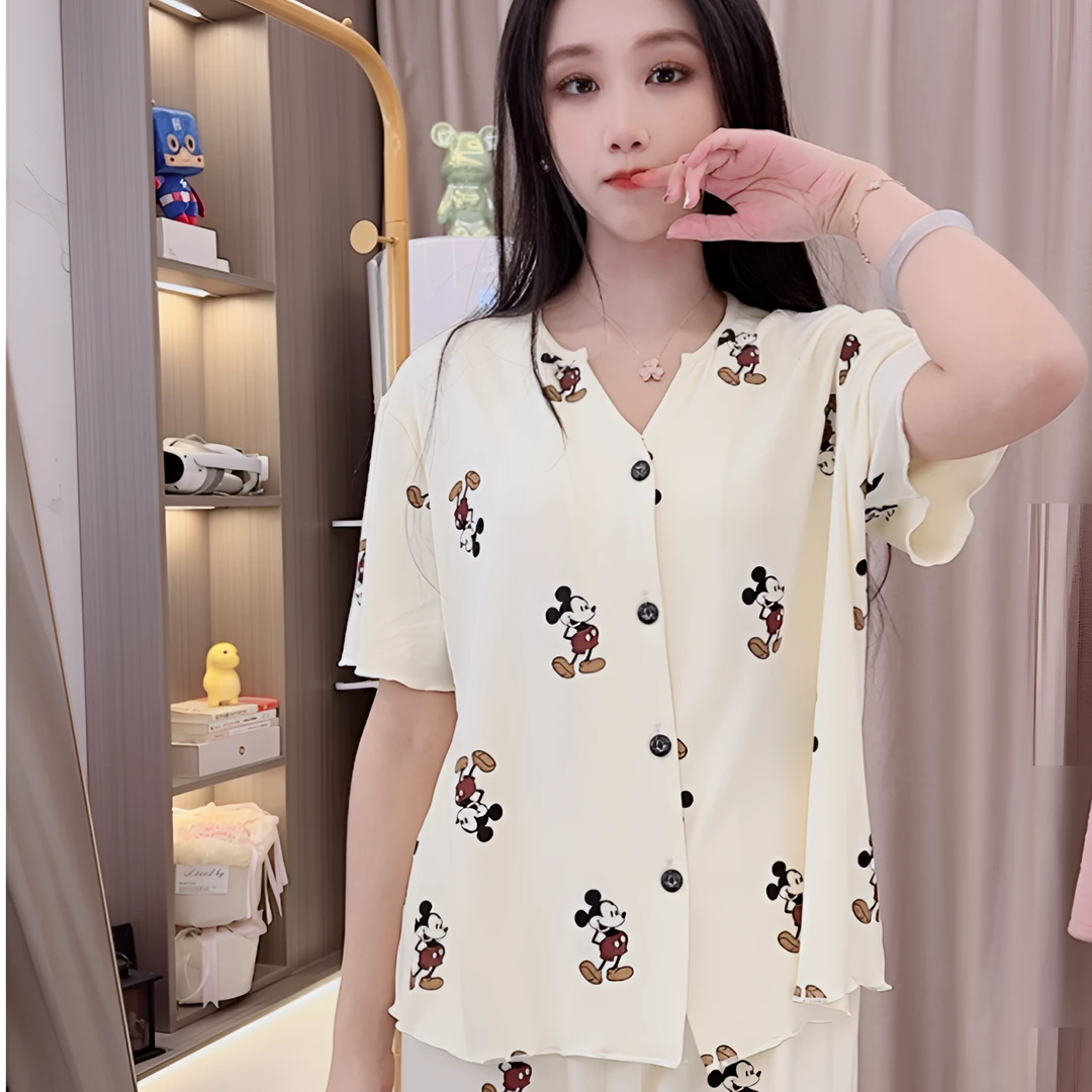 【梦境旗舰】带胸垫高品质短袖套装睡衣女套装月子家居服女款宽松时
