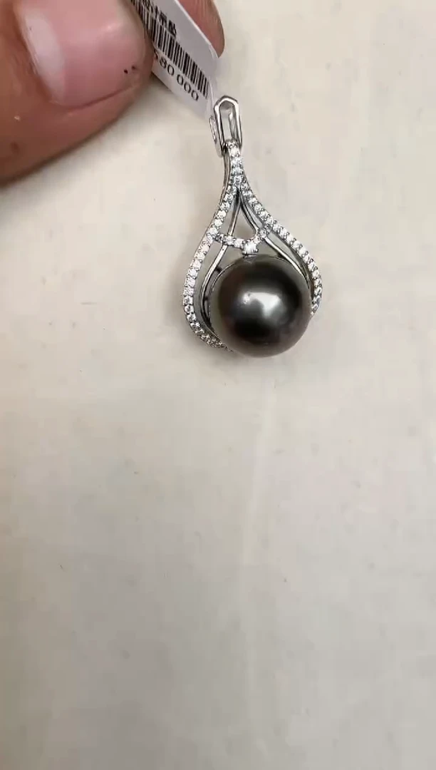 颈饰银S925镶嵌海水珍珠吊坠