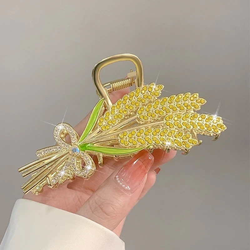 麦穗时尚女后脑勺盘发大抓夹优雅高级感金属鲨鱼夹子工具