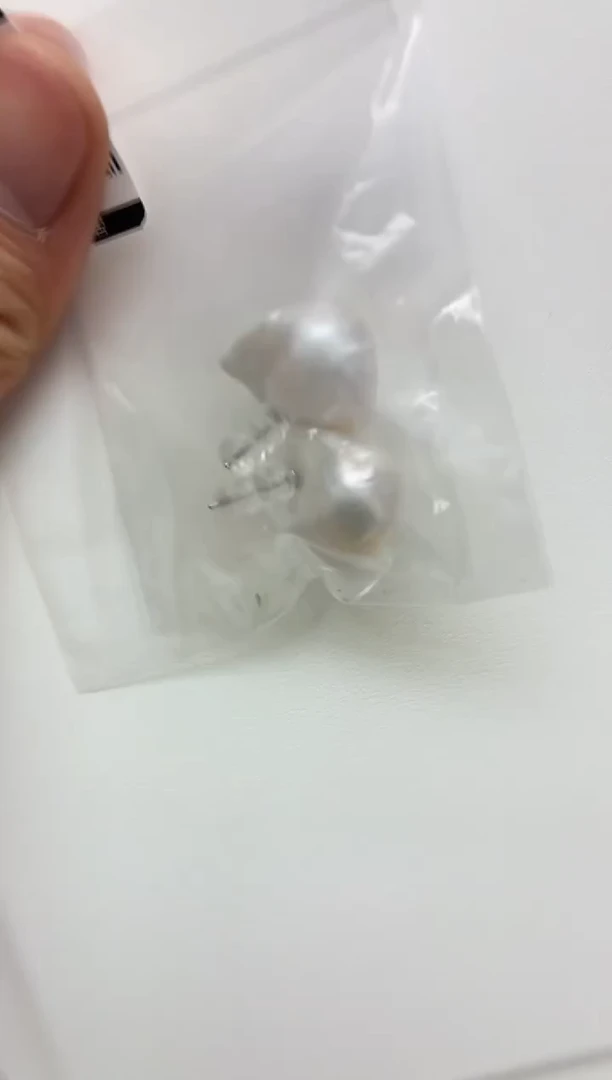 银S925镶嵌DA淡水珍珠耳饰 v065