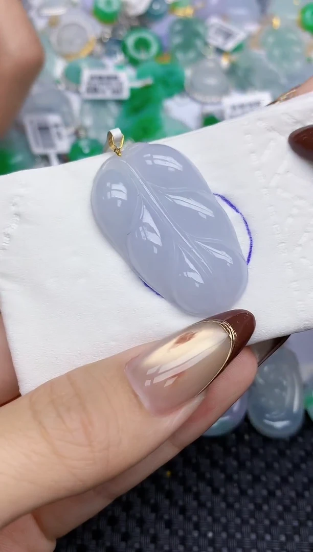 颈饰18K金镶嵌翡翠143   天然翡翠A货  百元以上9米证书费自理