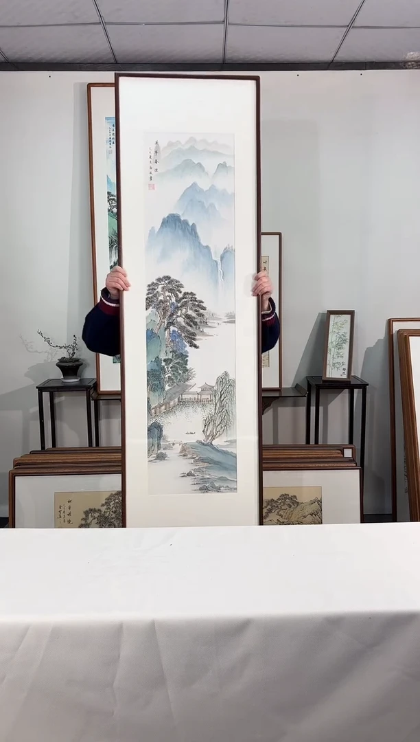 国画手绘*溪亭春烟*52*172cm