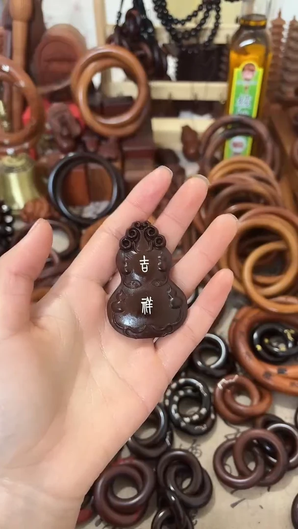 枣木葫芦镶嵌 银丝