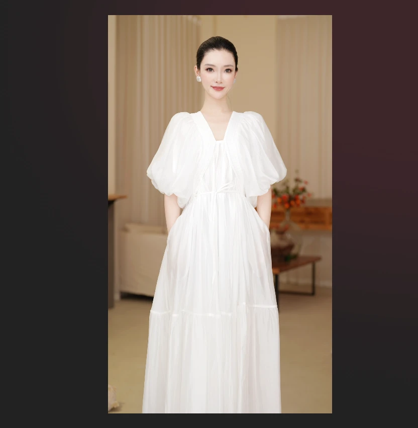 沐慕MUMU  风清月白气质大方优雅连衣裙女TB-01-023