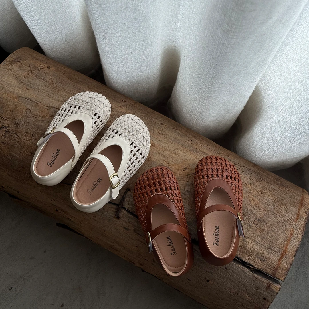 22-33码女童凉鞋包头防踢镂空渔夫鞋女宝宝编织休闲单鞋公主鞋夏