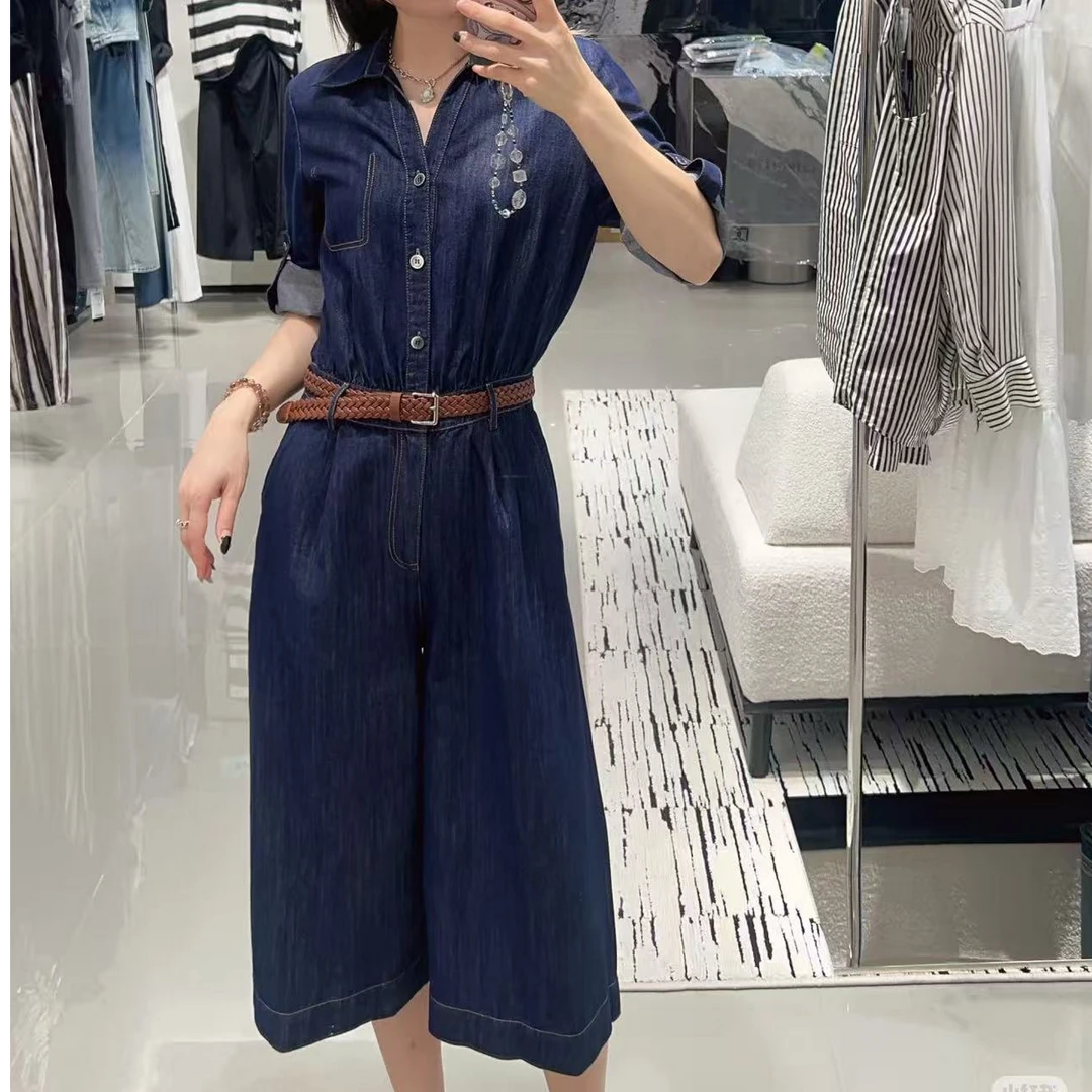 牛仔连体衣时尚复古休闲深蓝牛仔连体裤DS0328