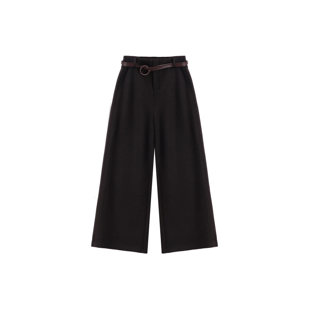 【wlin】羊毛简约宽松高腰时尚设计师秋冬休闲裤 800901