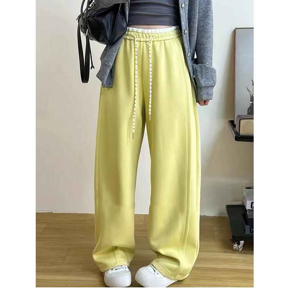 77711撞色香蕉裤女2025春季新款韩版时尚百搭气质阔腿抽绳卫裤