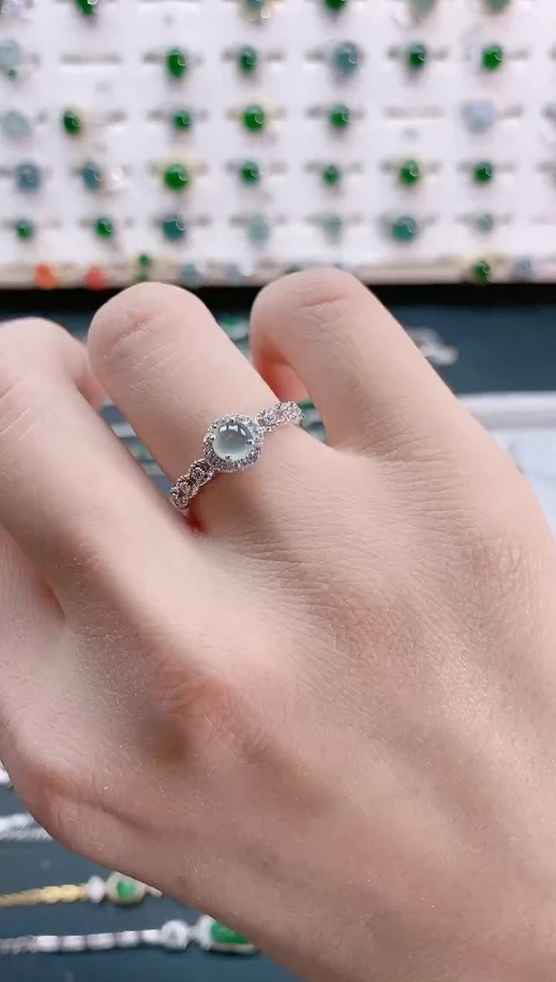 【闪购商品】翡翠戒指银S925镶嵌天然翡翠