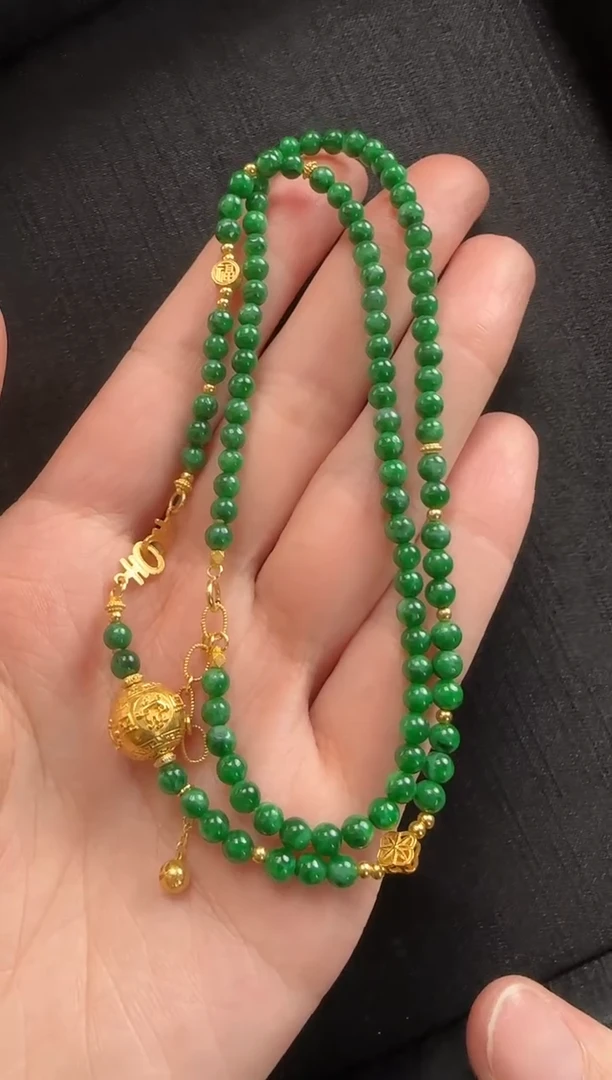 18K金镶嵌手链翡翠506玉珠一条