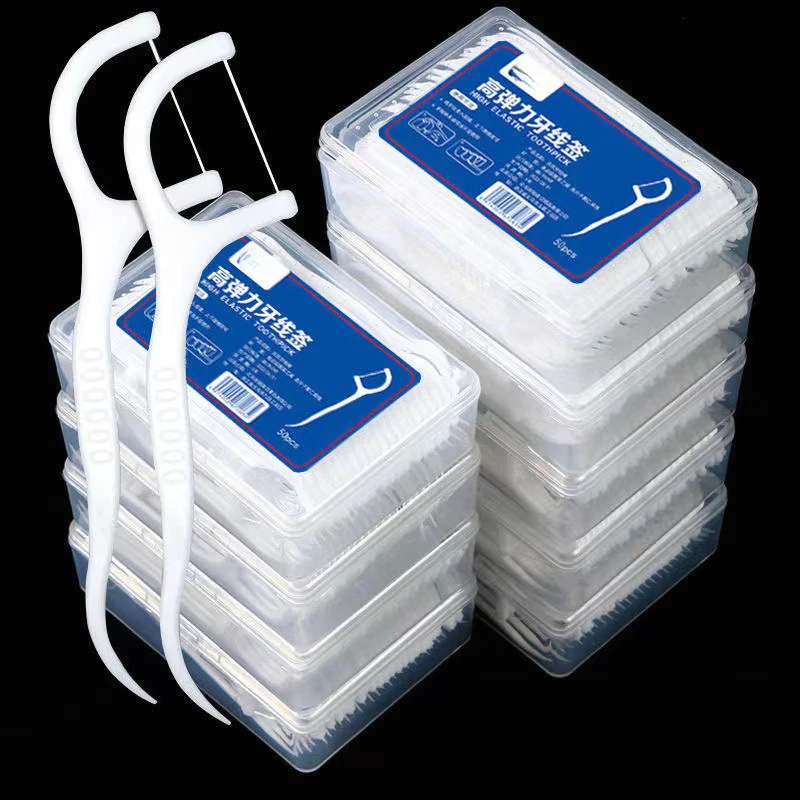 洁牙一次性独立包装高分子牙线 牙线棒 便携家庭装 50支盒装牙签