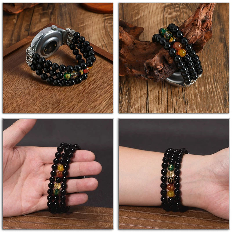 适用华为GT5/watch4pro小米S4/color五路财神佛珠文玩手串手表带