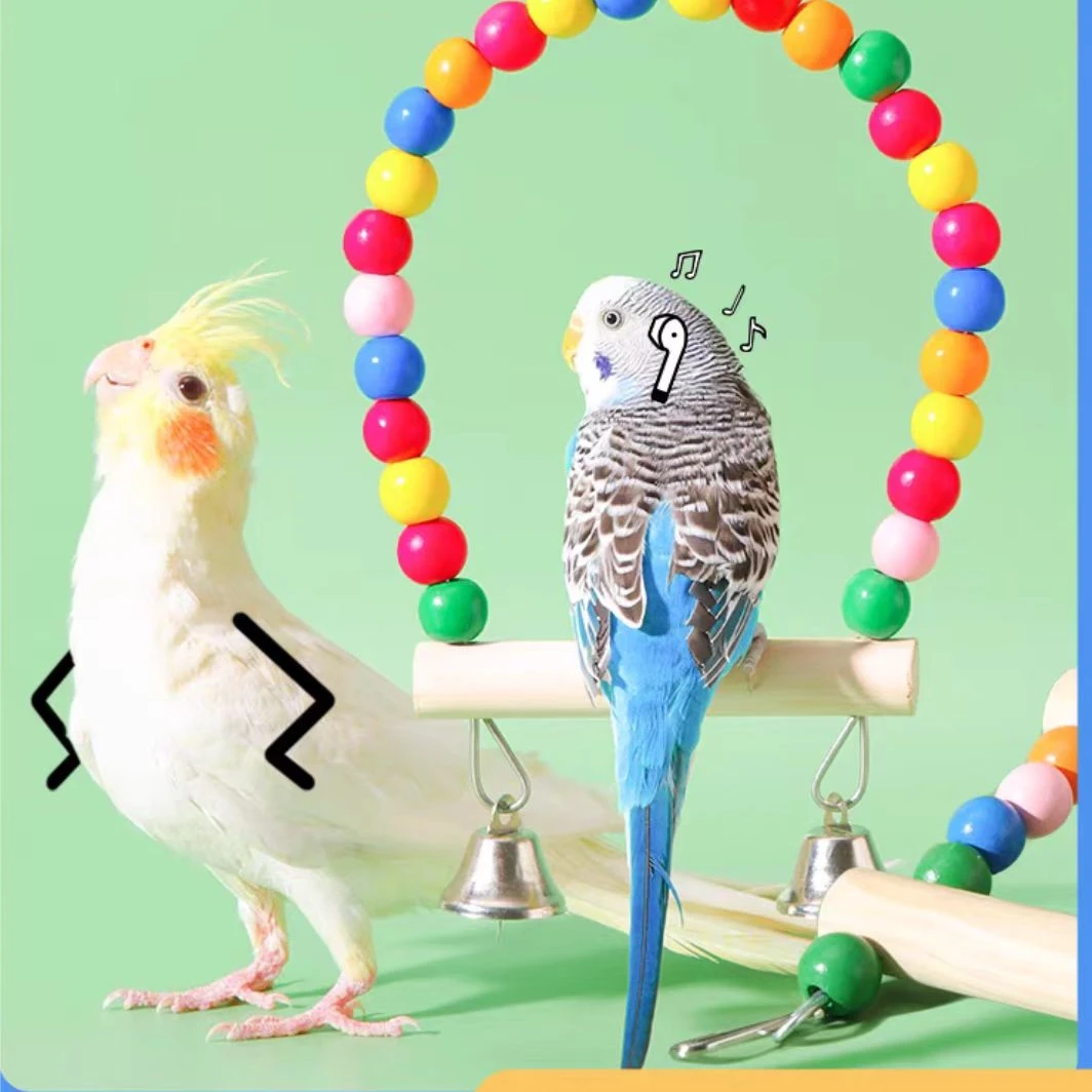鹦鹉鸟玩具 用品 用具新款彩色鸟秋千 玩具 吊环 饮水器 鸟笼配件