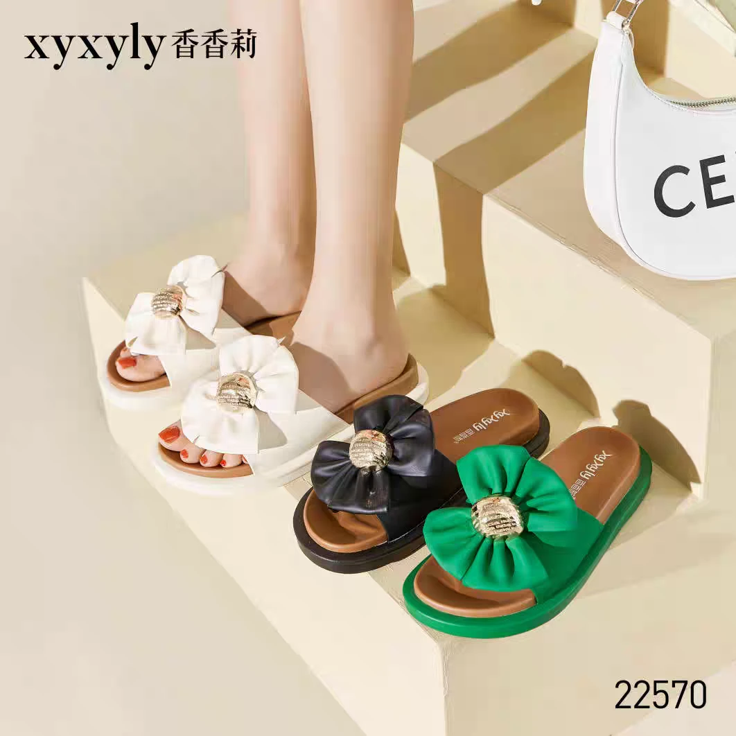 香香莉女鞋22570蝴蝶结日式夏季一字拖凉拖鞋沙滩鞋韩版厚底女鞋