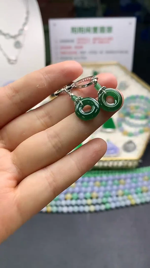 【闪购商品】翡翠颈饰银S925镶嵌翡翠耳饰|不退不换