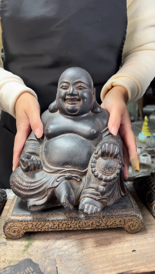陶土大肚佛+小江枫底座