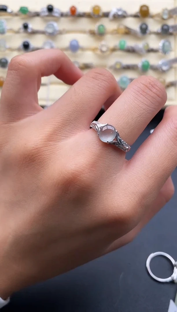 银S925镶嵌戒指翡翠2222222+6