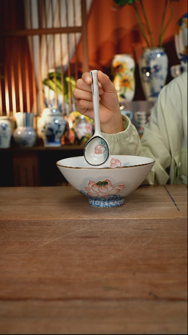 瓷片【简家甄选】景德镇设计师釉下手绘陶瓷餐具