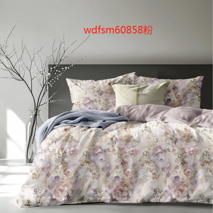 B5301 纯棉100s活性数码印花双人床单 灿烂花卉245*250田园国风