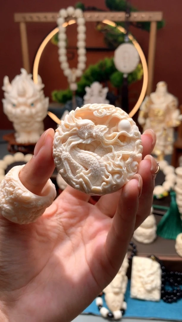 吊坠菩提根/象牙果【重工版】龙凤呈祥