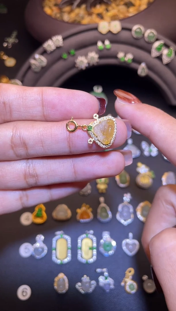 吊坠(不含链)银S925镶嵌翡翠1