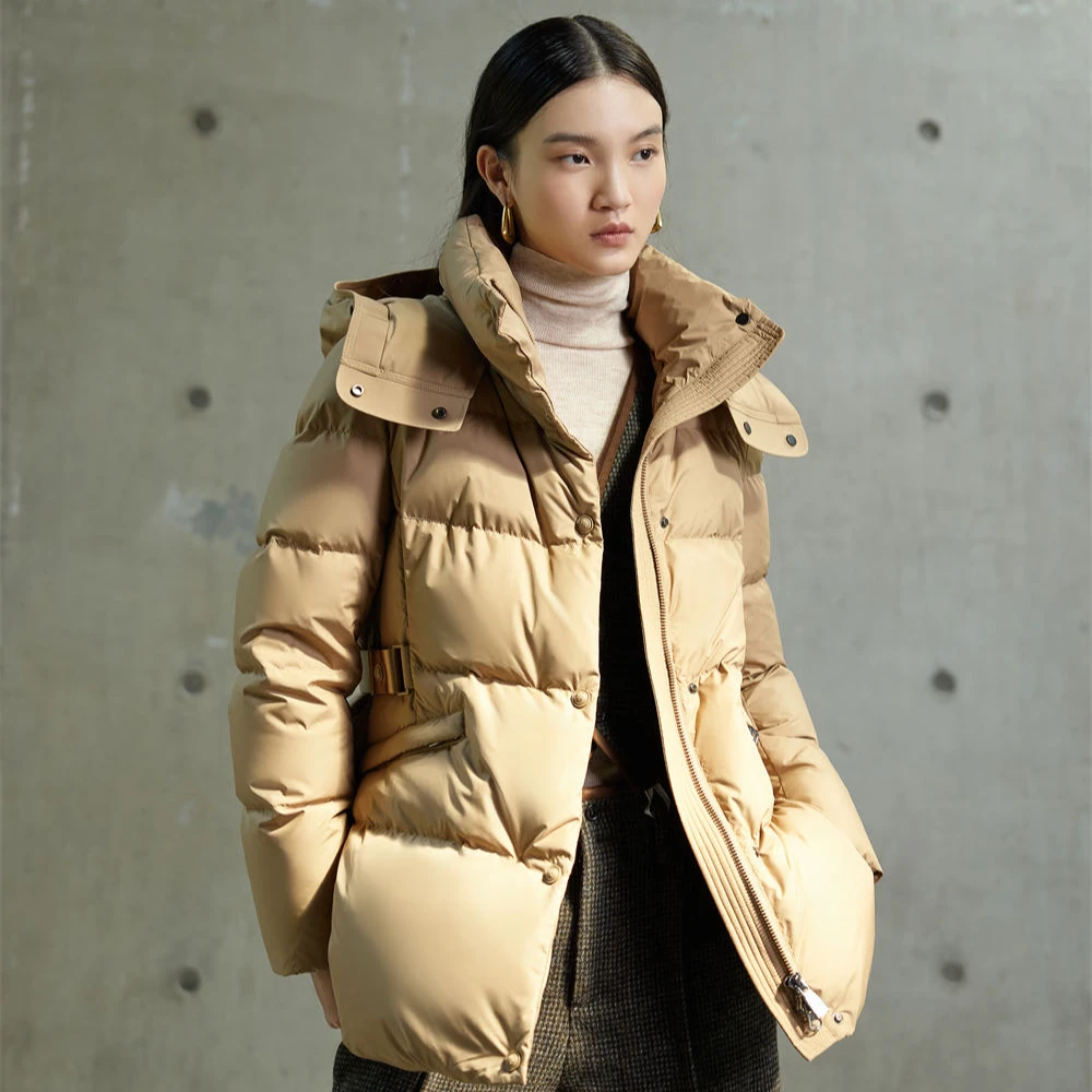 824Y813 小蛮腰女款收腰时尚连帽中款加厚羽绒服