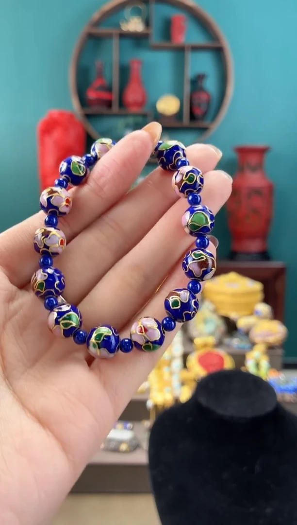 非遗手工景泰蓝1.0宝蓝手串