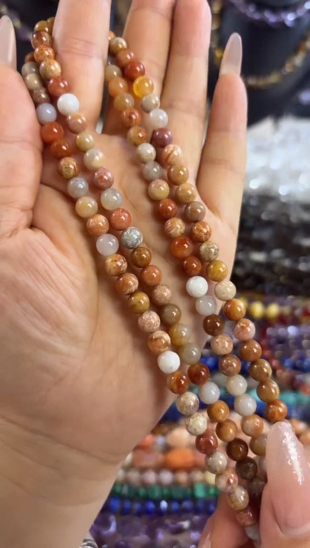 未镶嵌玛瑙/玉髓珠宝半成品珊姑娘卡6圆珠38厘米