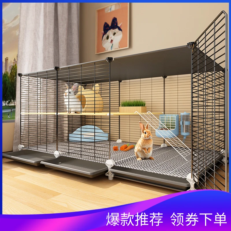 双层兔笼子家用荷兰猪豚鼠二层兔子专用笼平台豪华室内兔子笼子