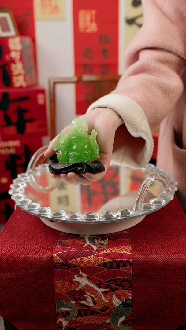 【闪购商品】琉璃玉质感绿弥勒佛摆件